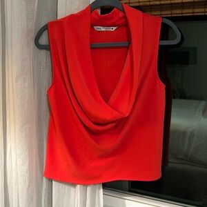 Zara cowl neck top in red